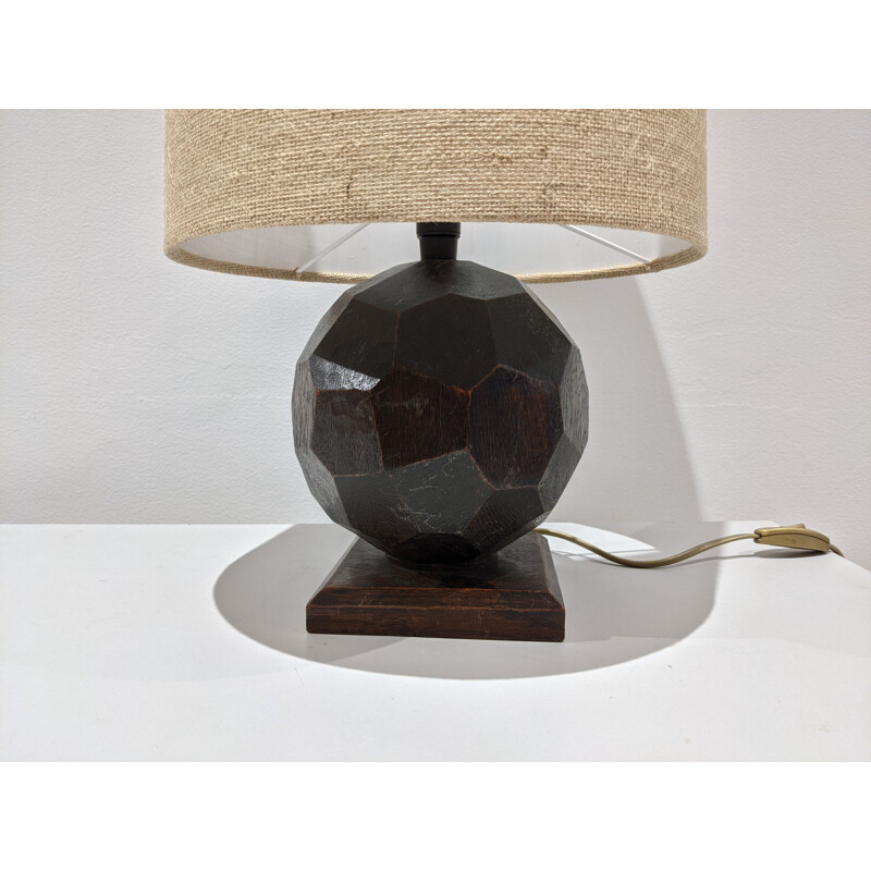 Lampe vintage avec abat-jour en lin naturel
