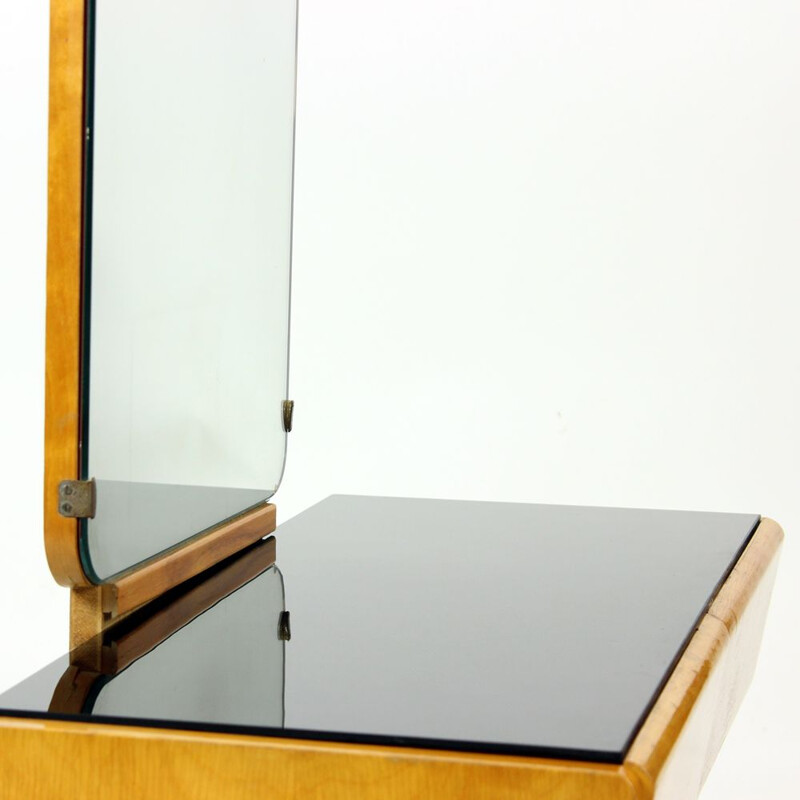 Vintage Dressing Table With Black Glass Tatra, Czechoslovakia 1960s