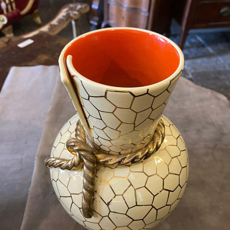 Moderne Vintage-Vase aus Keramik von Rometti, Italien 1950