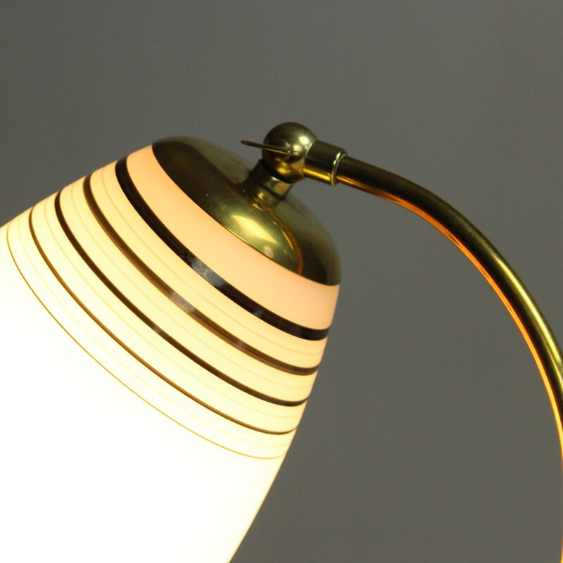 Pair of vintage Bedside Lamps In Brass And Frost Glass Kamenicky Senov, Czechoslovakia 1960s