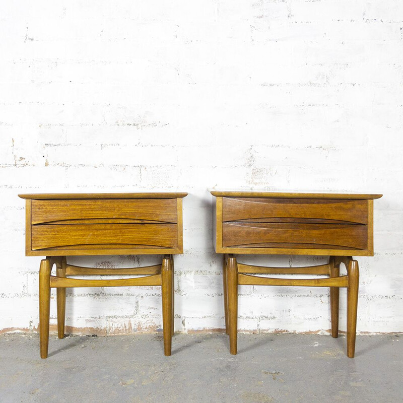 Pair of vintage Teak Nightstands, Scandinavian 1950s