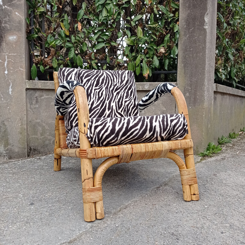 Fauteuil vintage Club en bambou