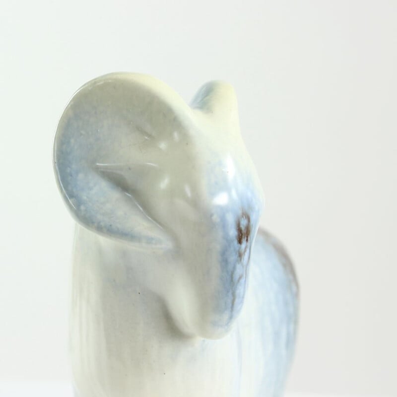 Vintage sculpture of a ram sheep in glazed ceramic, Czechoslovakia 1960