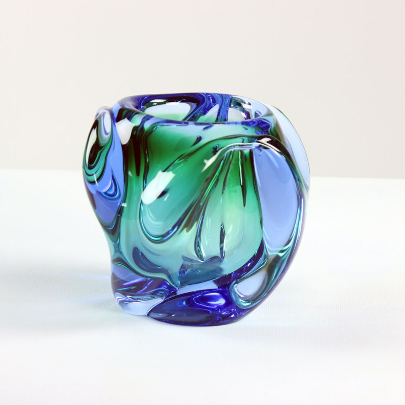 Bol vintage en verre d'art de Frantisek Zemek Skrdlovice Glass Factory, Tchécoslovaquie 1960