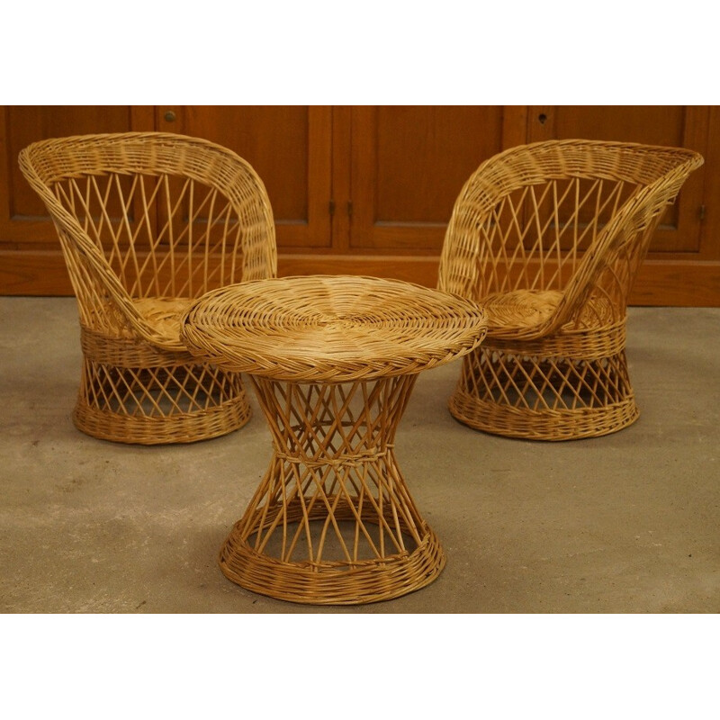 Rattan child living room set - 1950s