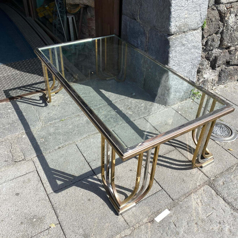 Vintage chrome-plated steel and brass coffee table by Banci Firenze, Italy 1970