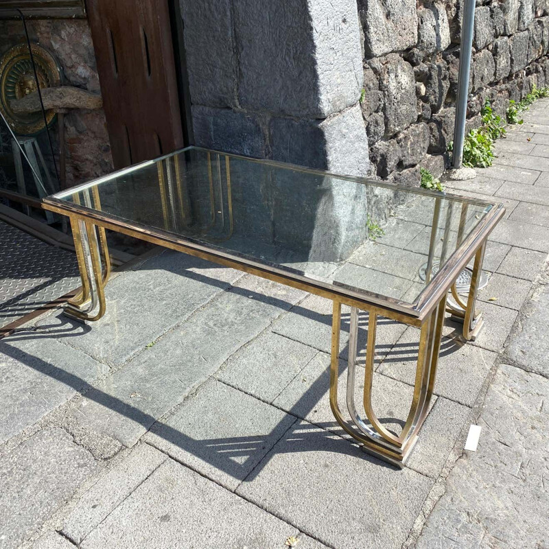 Vintage chrome-plated steel and brass coffee table by Banci Firenze, Italy 1970