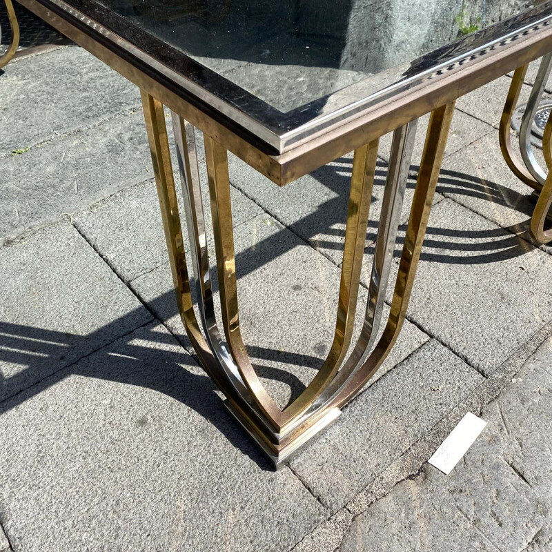 Vintage chrome-plated steel and brass coffee table by Banci Firenze, Italy 1970