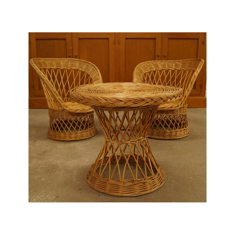 Rattan child living room set - 1950s