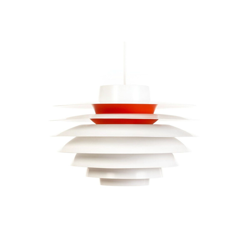 Vintage white Verona pendant lamp by Sven Middelboe for Nordisk Solar, Denmark 1960s