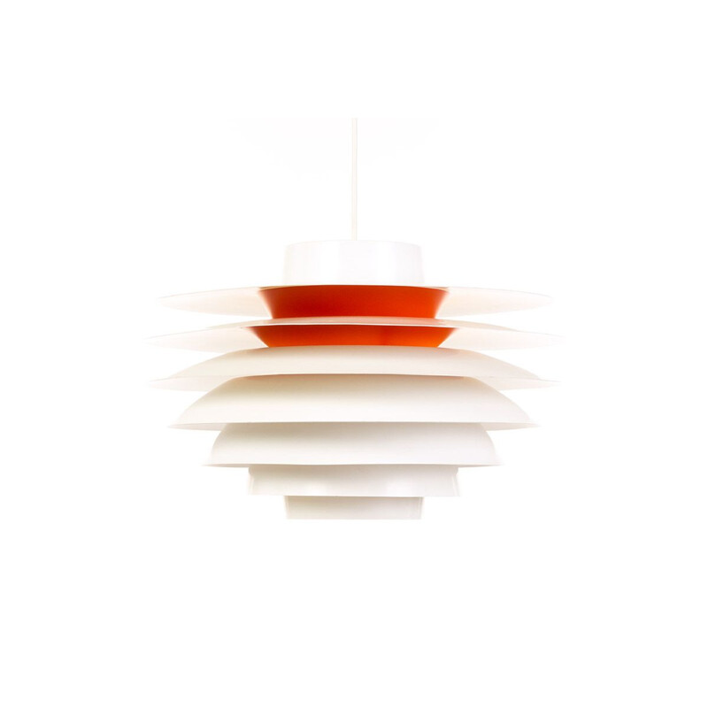 Vintage white Verona pendant lamp by Sven Middelboe for Nordisk Solar, Denmark 1960s