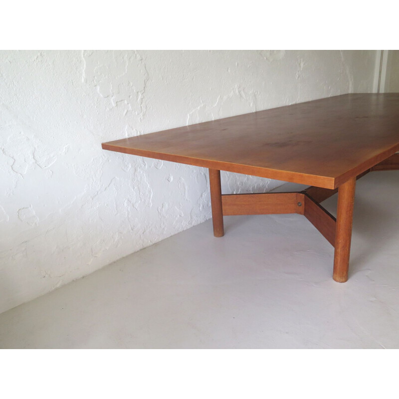 Large vintage oak and mahogany dinning table 1970s
