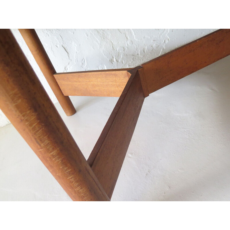 Large vintage oak and mahogany dinning table 1970s