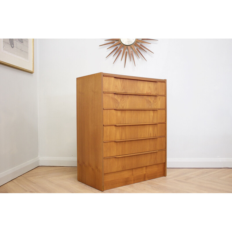 Vintage Teak Tallboy Dresser from Steens, Denmark 1970s