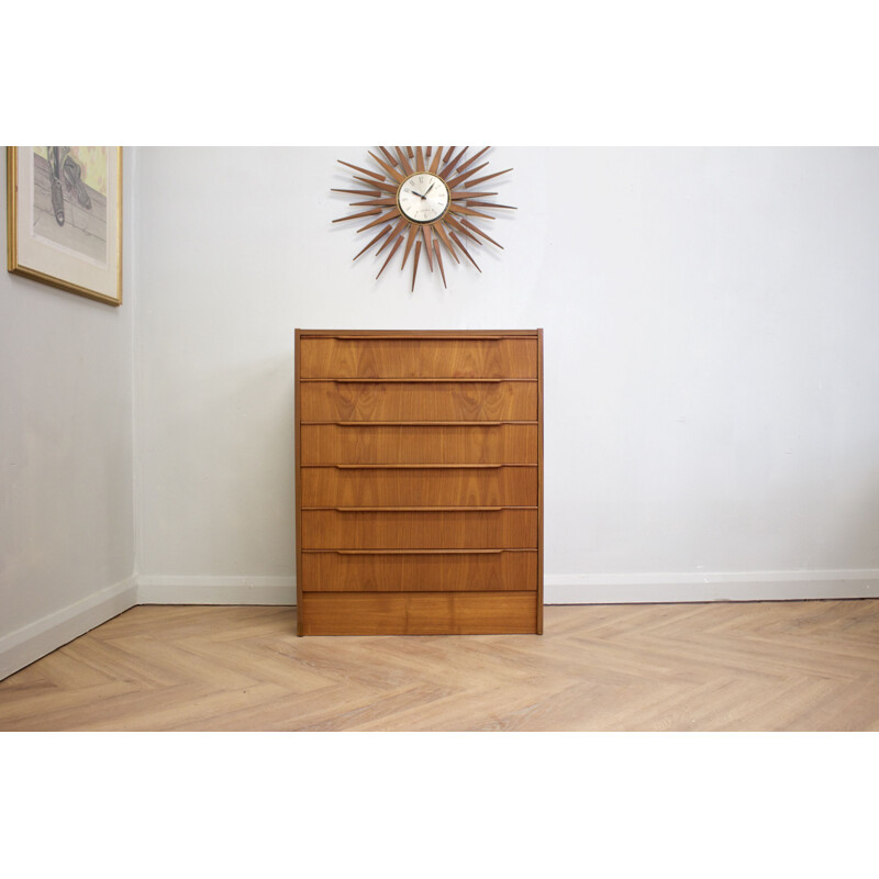 Vintage Teak Tallboy Dresser from Steens, Denmark 1970s