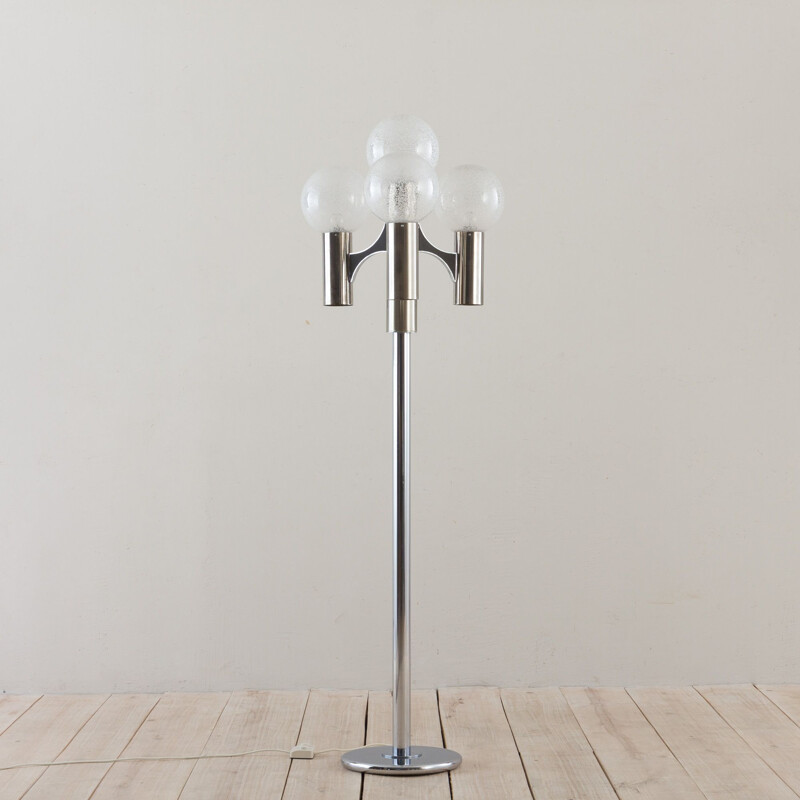 Vintage Sciolari floor lamp with 4 Murano glass shades, Italy 1970s