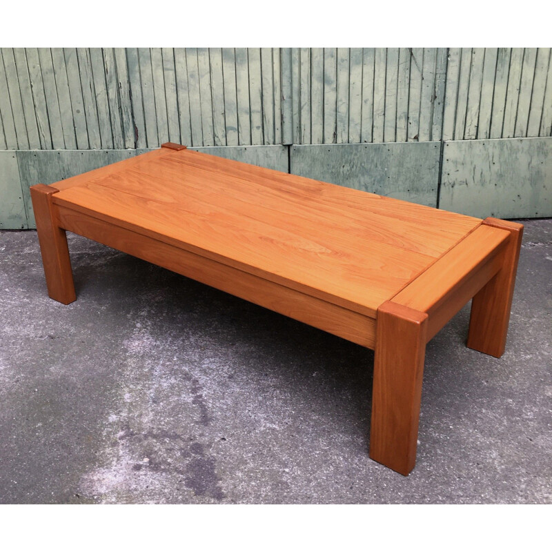 Vintage solid elm coffee table 1980s