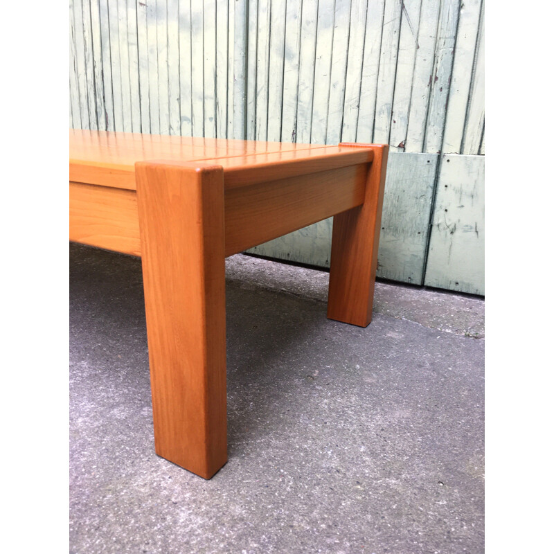 Vintage solid elm coffee table 1980s