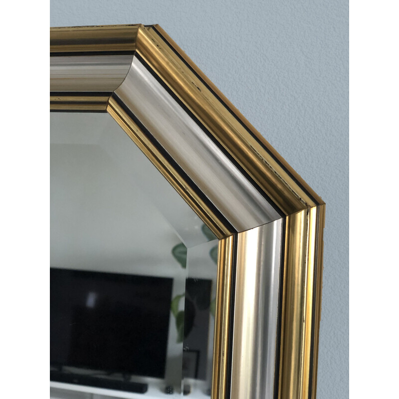 Vintage Facet-Cut Mirror In Gold And Silver 1970s