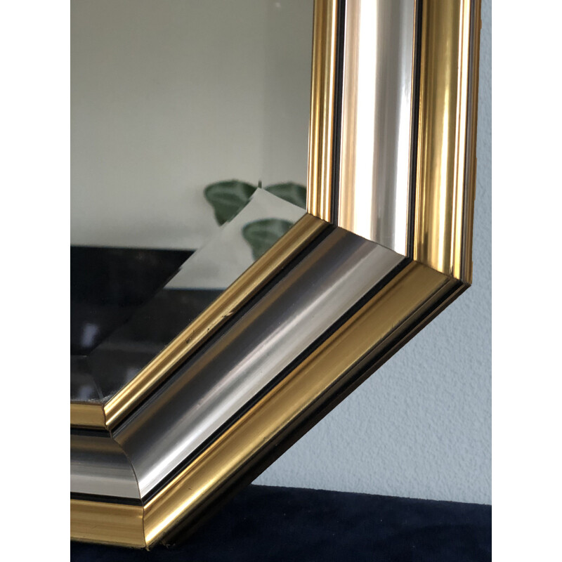 Vintage Facet-Cut Mirror In Gold And Silver 1970s