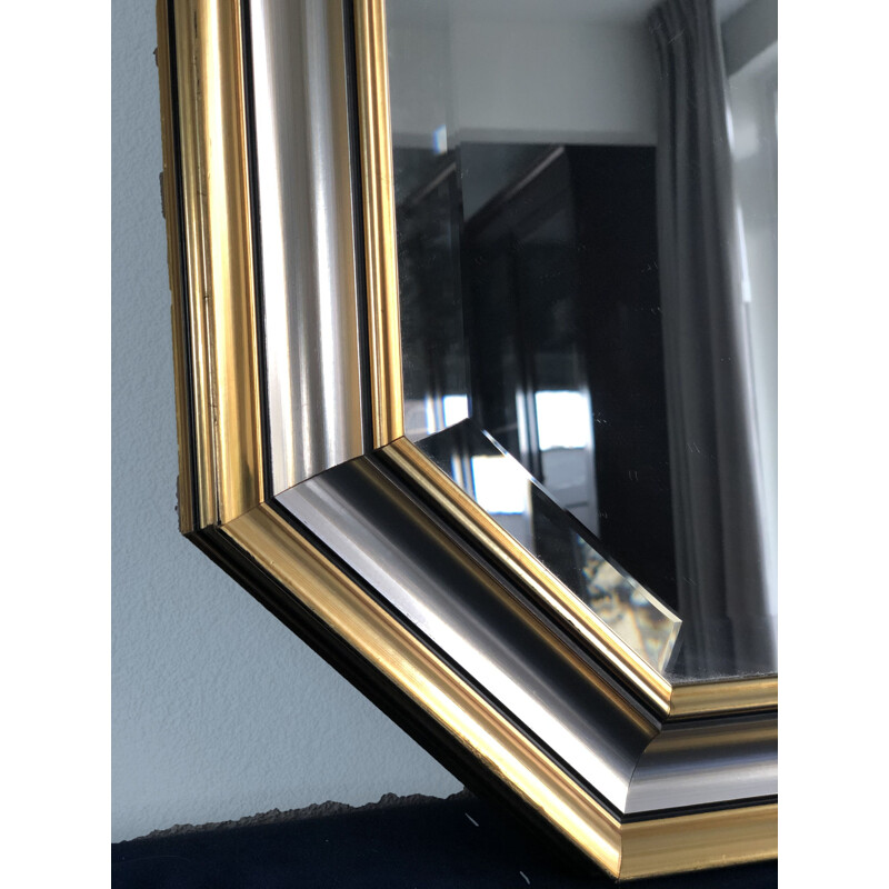 Vintage Facet-Cut Mirror In Gold And Silver 1970s