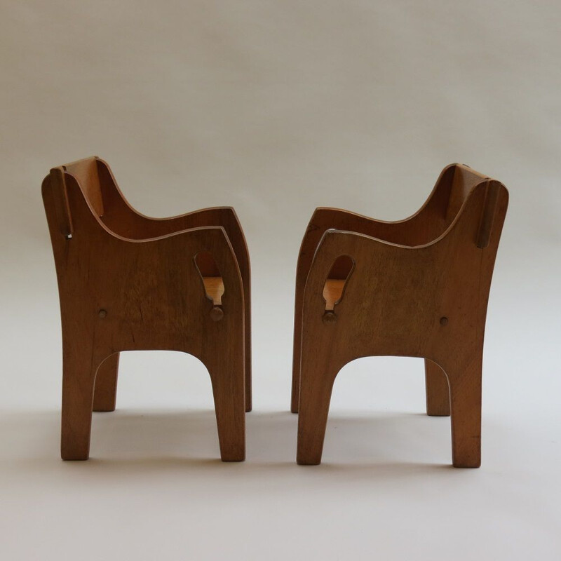 Pair of vintage Wooden Childs Chairs Cc41 1940s