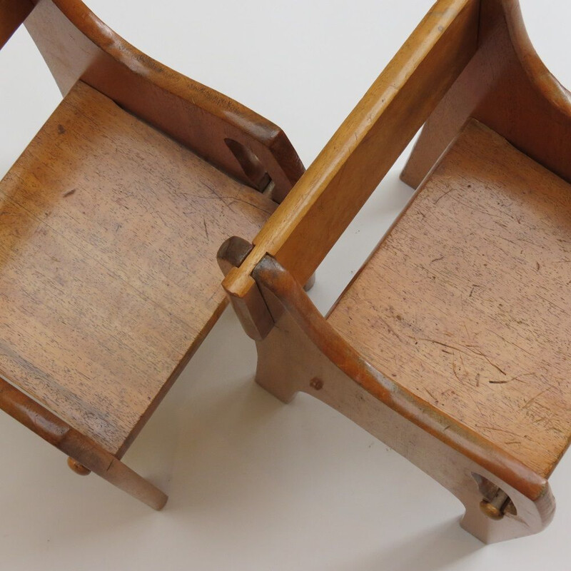 Coppia di sedie per bambini in legno vintage Cc41 1940