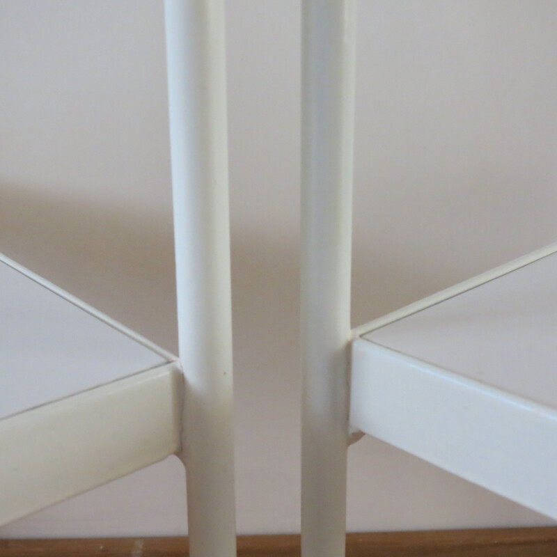 Pair of vintage White Metal Bedside Cabinets With Brass Detail 1960s