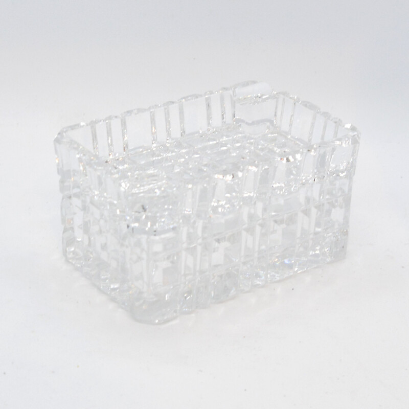 Vintage crystal ashtray with cigarette case by Julia Glassworks, Poland 1980