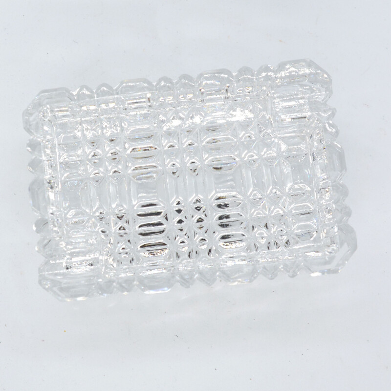 Vintage crystal ashtray with cigarette case by Julia Glassworks, Poland 1980