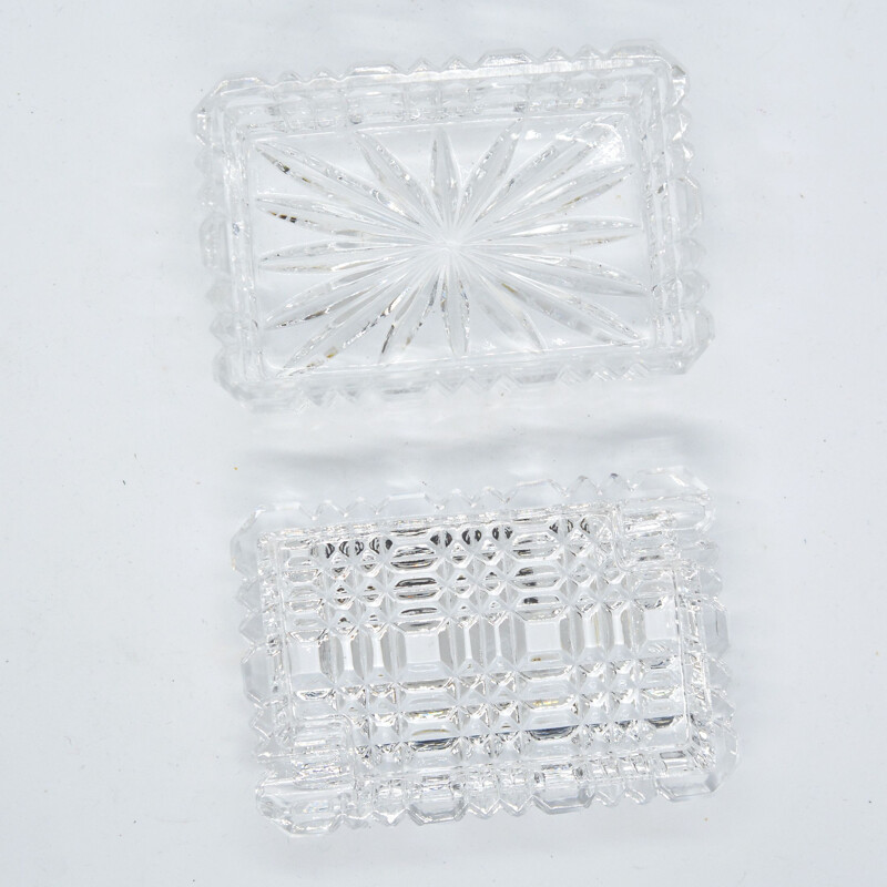 Vintage crystal ashtray with cigarette case by Julia Glassworks, Poland 1980