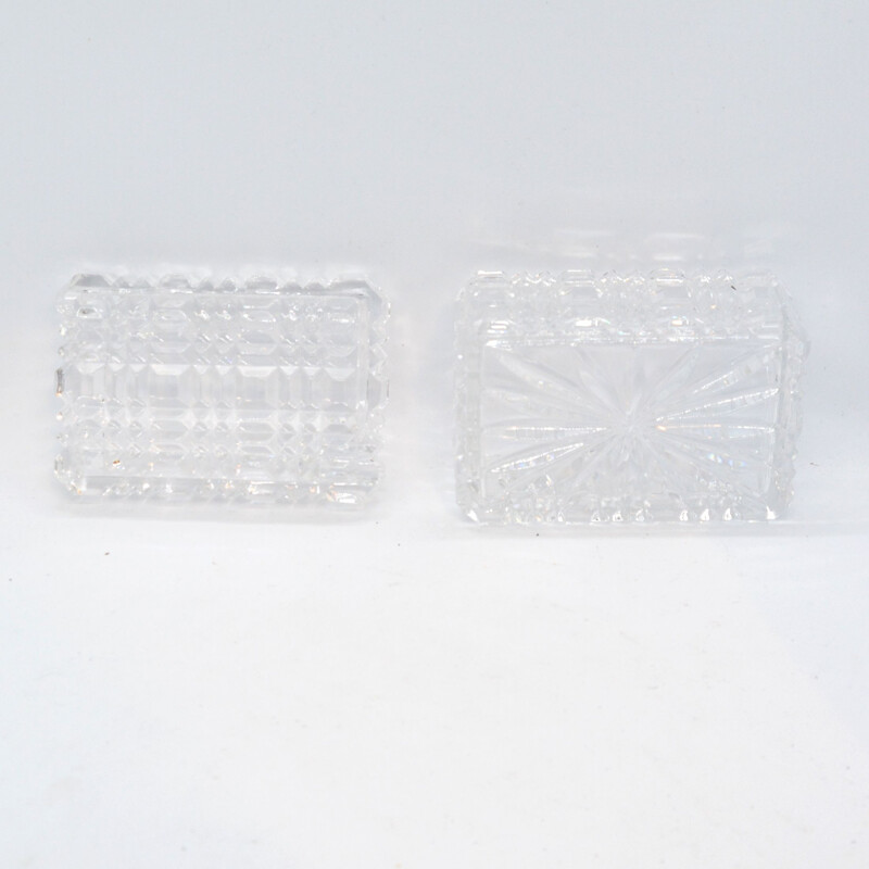 Vintage crystal ashtray with cigarette case by Julia Glassworks, Poland 1980