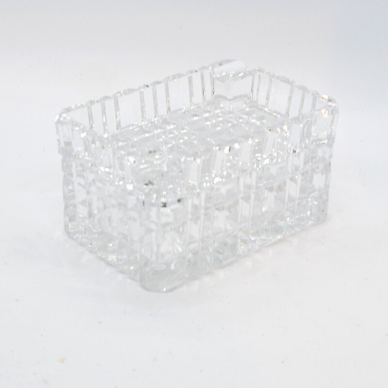 Vintage crystal ashtray with cigarette case by Julia Glassworks, Poland 1980