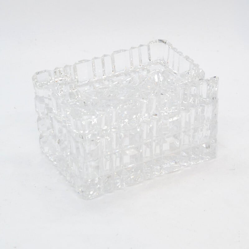 Vintage crystal ashtray with cigarette case by Julia Glassworks, Poland 1980