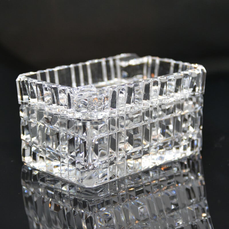 Vintage crystal ashtray with cigarette case by Julia Glassworks, Poland 1980