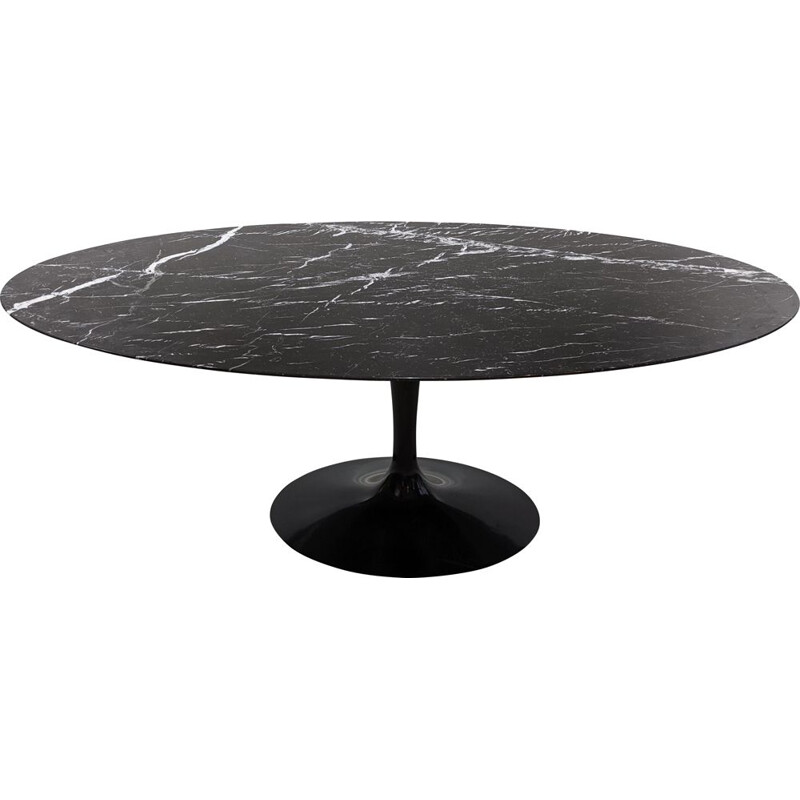 Vintage tulip table in black marquina marble by Eero Saarinen for Knoll