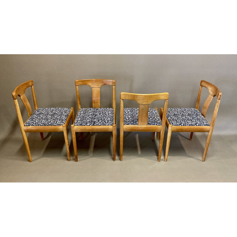 Lot de 4 chaises vintage en chêne, Scandinave 1950