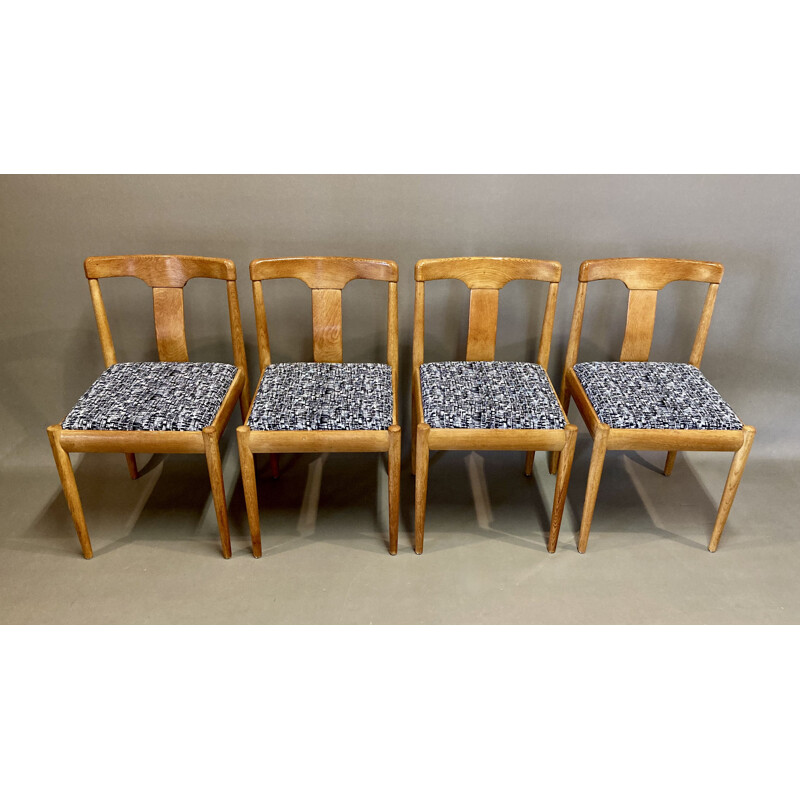 Lot de 4 chaises vintage en chêne, Scandinave 1950