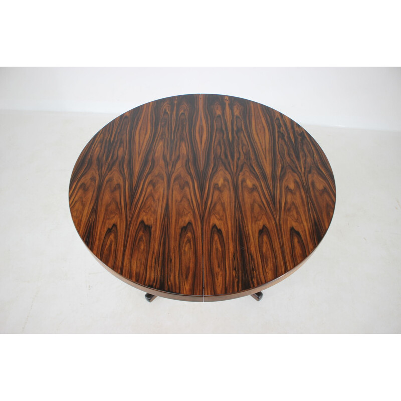 Vintage Round Palisander Extendable Dining Table, Denmark 1960s