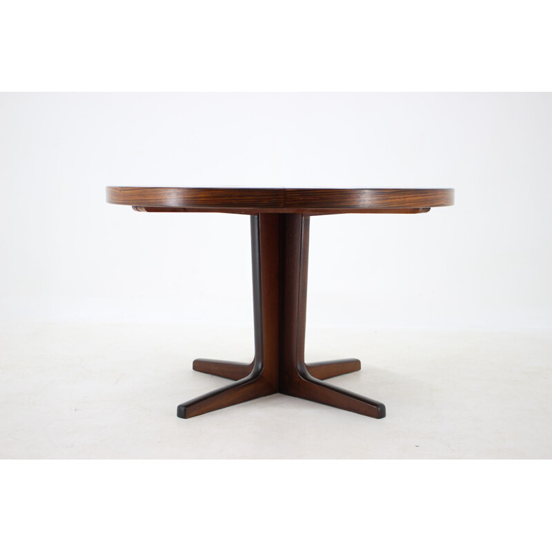 Vintage Round Palisander Extendable Dining Table, Denmark 1960s