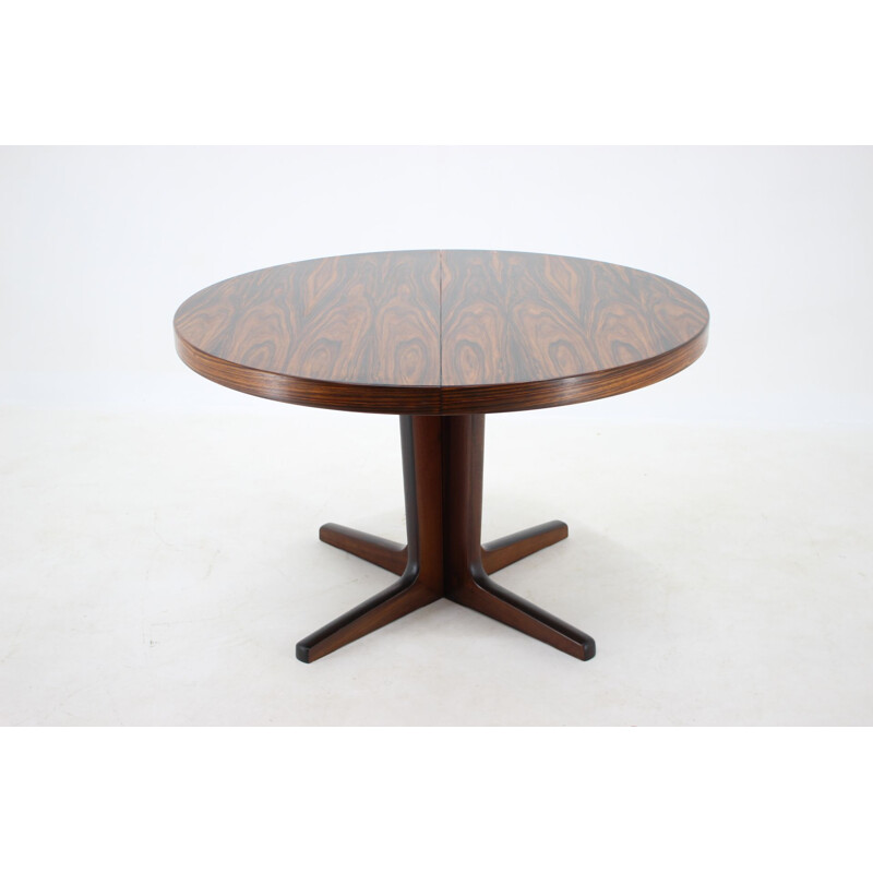 Vintage Round Palisander Extendable Dining Table, Denmark 1960s