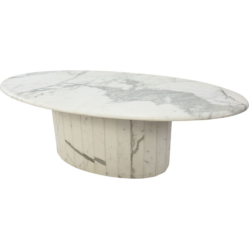 Vintage Marble Oval Coffee Table, Italian 1980s