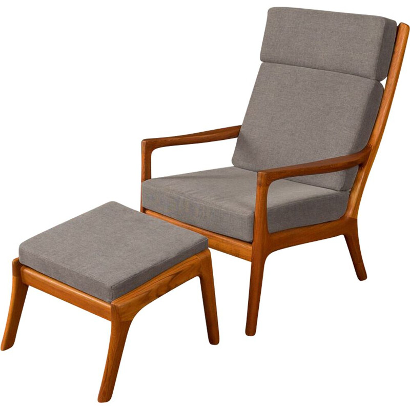 Vintage Armchair with stool by Ole Wanscher, Denmark 1960s