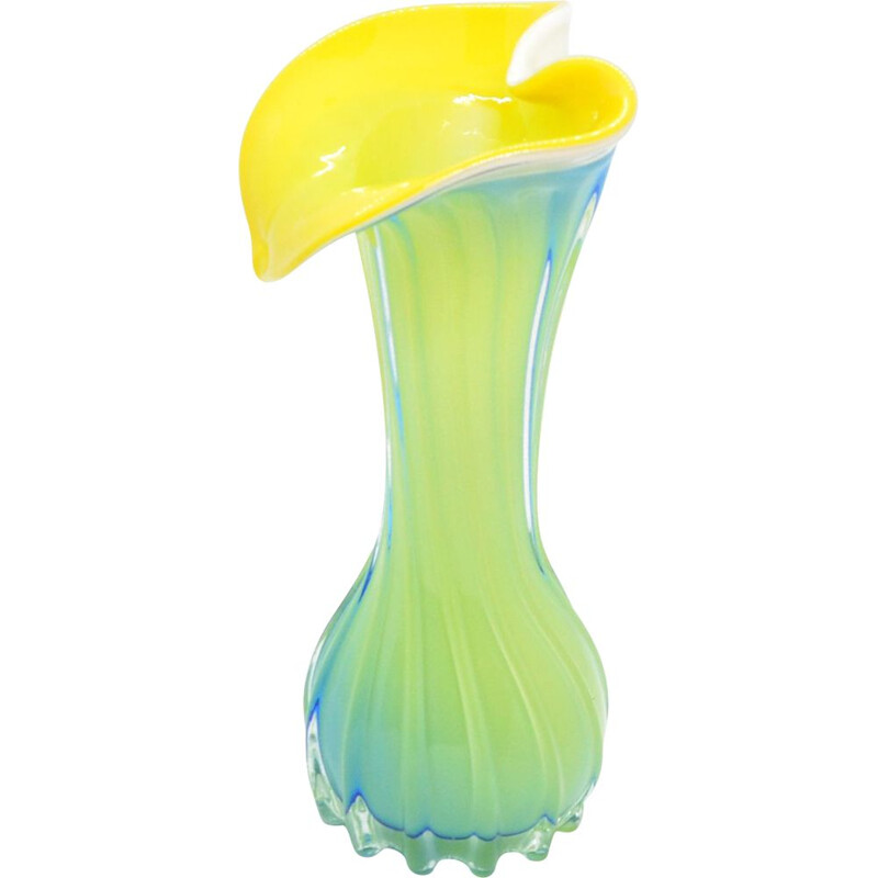 Vintage Hand-blown glass vase by Murano, Italy 1980s