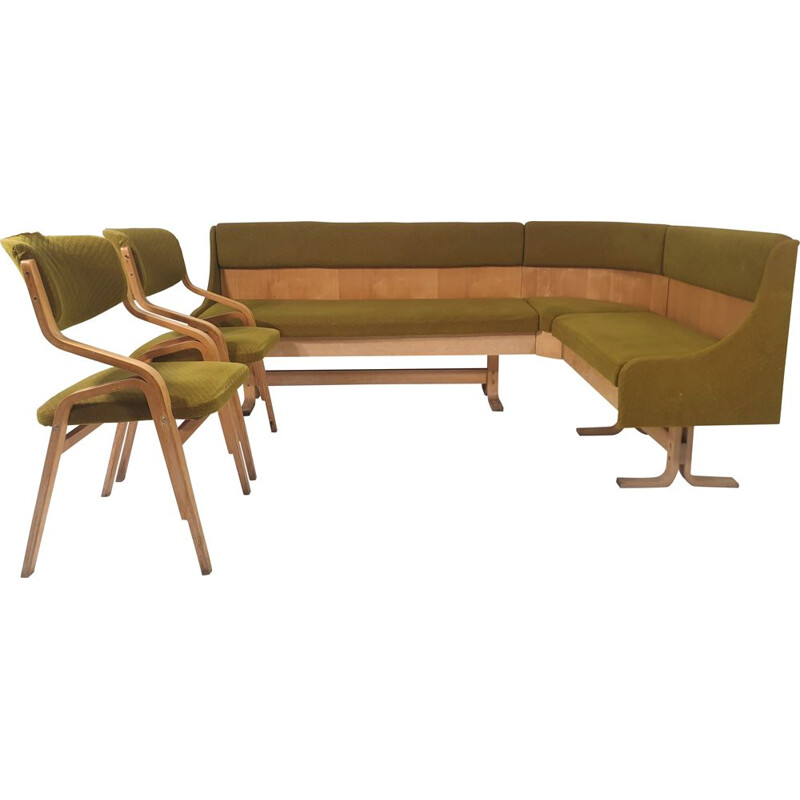 Vintage Corner sofa & 2 Chairs by Ludvik Volak for Drevopodnik Holesov, Czechoslovakia 1960s