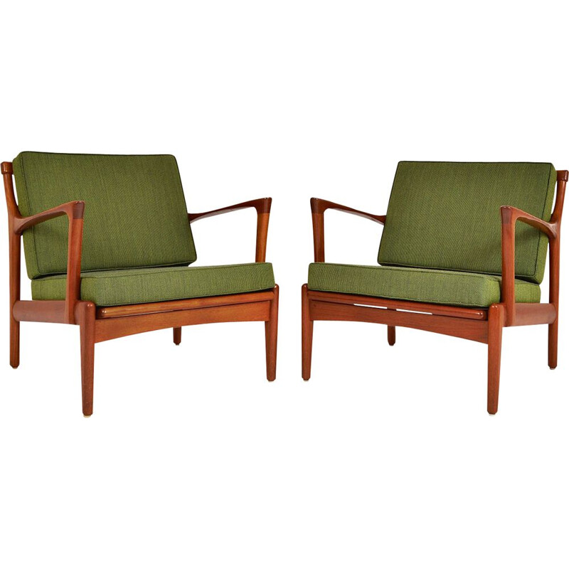 Pair of vintage Teak Lounge Chairs by Bertil Fridhagen for Broderna Andersson, Scandinavian 1950s