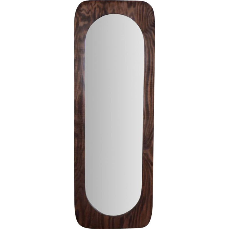 Vintage wooden wall mirror, Denmark 1950