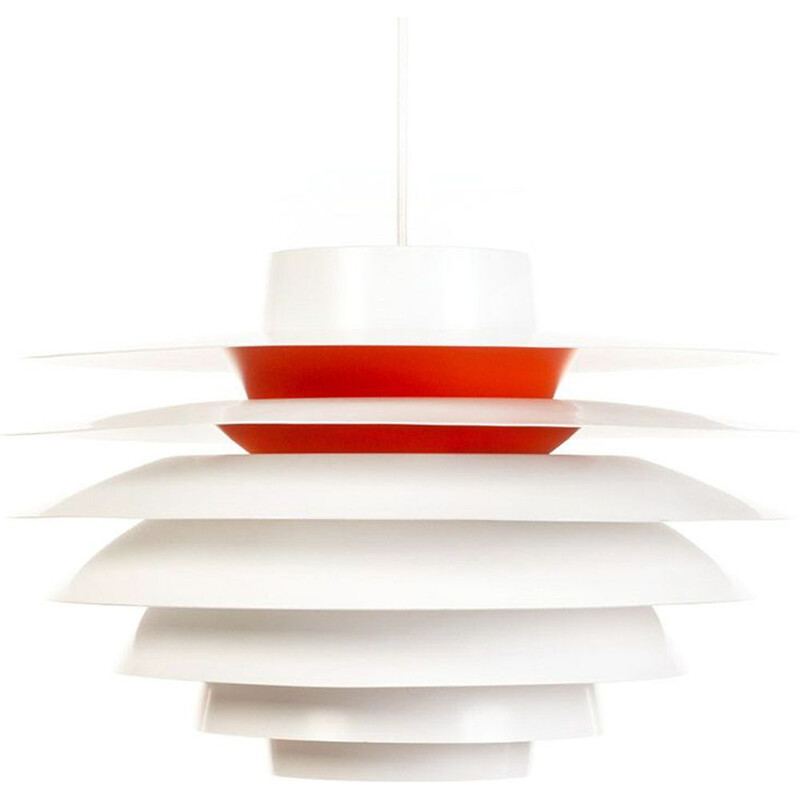 Vintage white Verona pendant lamp by Sven Middelboe for Nordisk Solar, Denmark 1960s