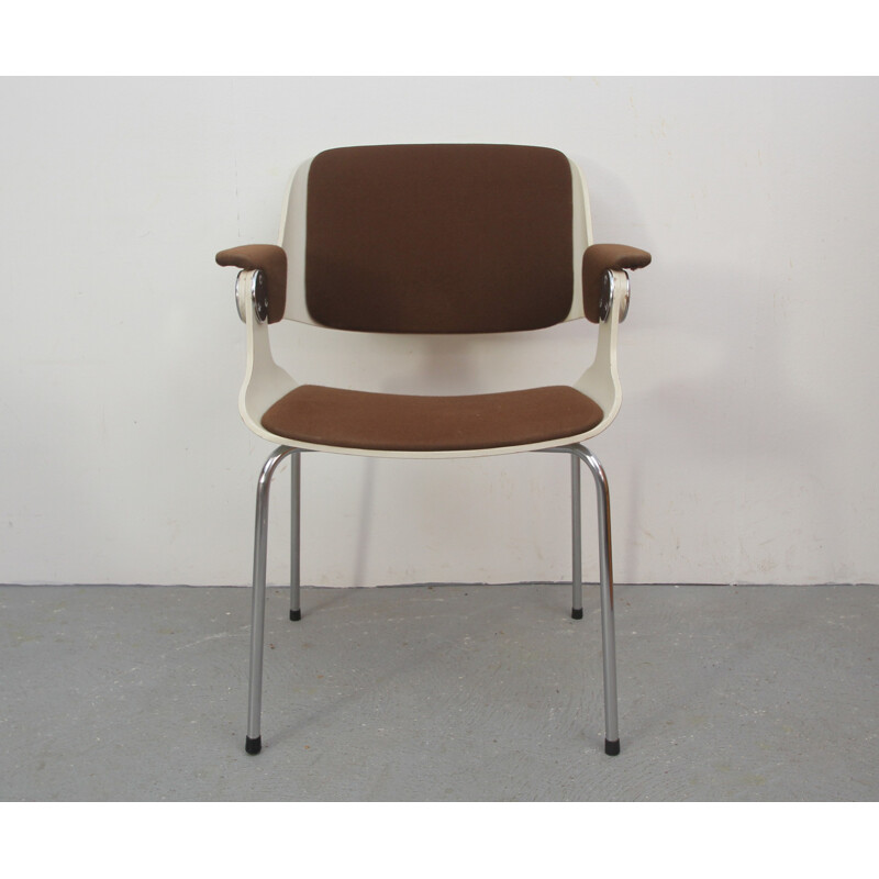 Chaise en contreplaqué et tissu marron - 1970