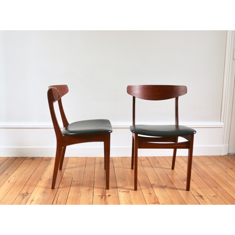 Série de 4 chaises vintage scandinaves teck Silkeborg par Johannes Andersen 1960